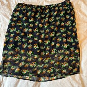 J Crew Black and Neon Floral Skirt